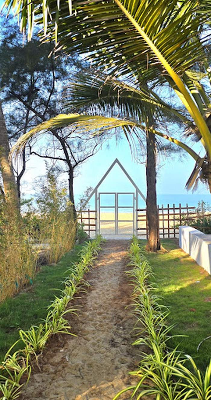 Bamboo gate path to beach
