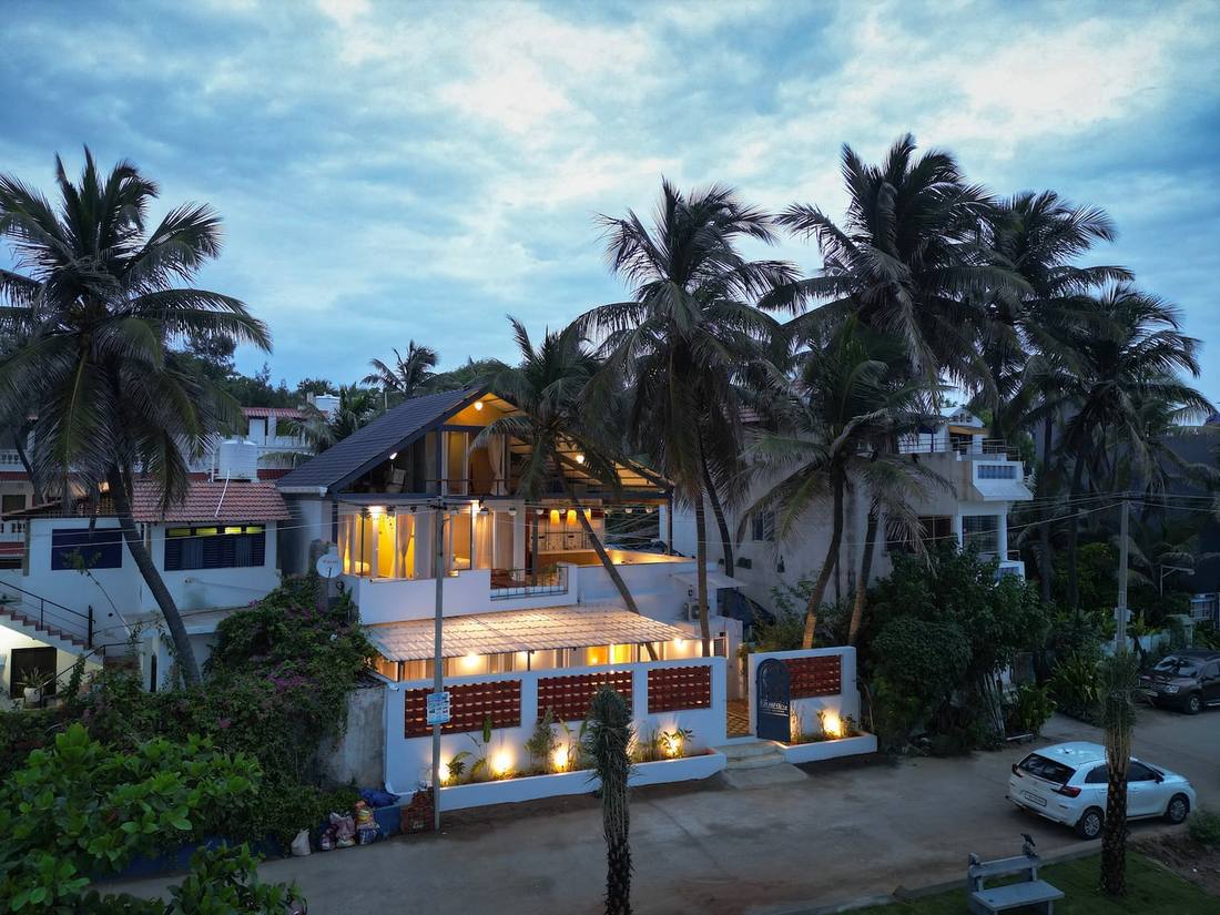 Aerial exterior dusk